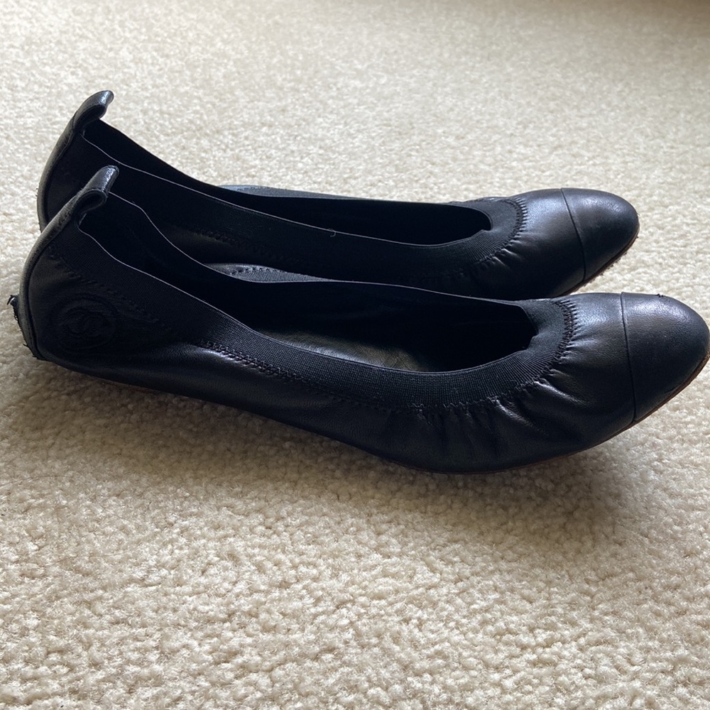 CHANEL - black flats - size 40 US10 - Picture 6 of 10